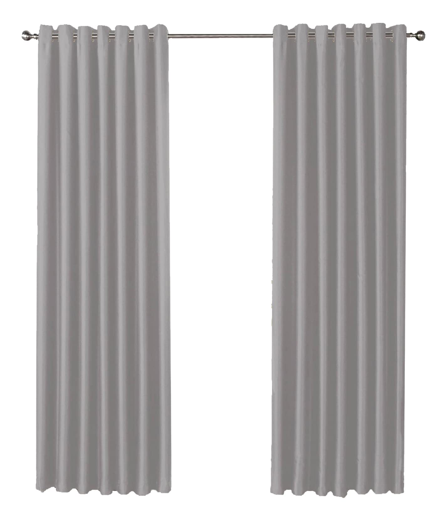 Olivia Rocco Silver Blackout Eyelet Curtains Black Out Thermal Ring Top Curtain Pair Window Treatment Living Room Bedroom, 46" (Width) X 54" (Drop)