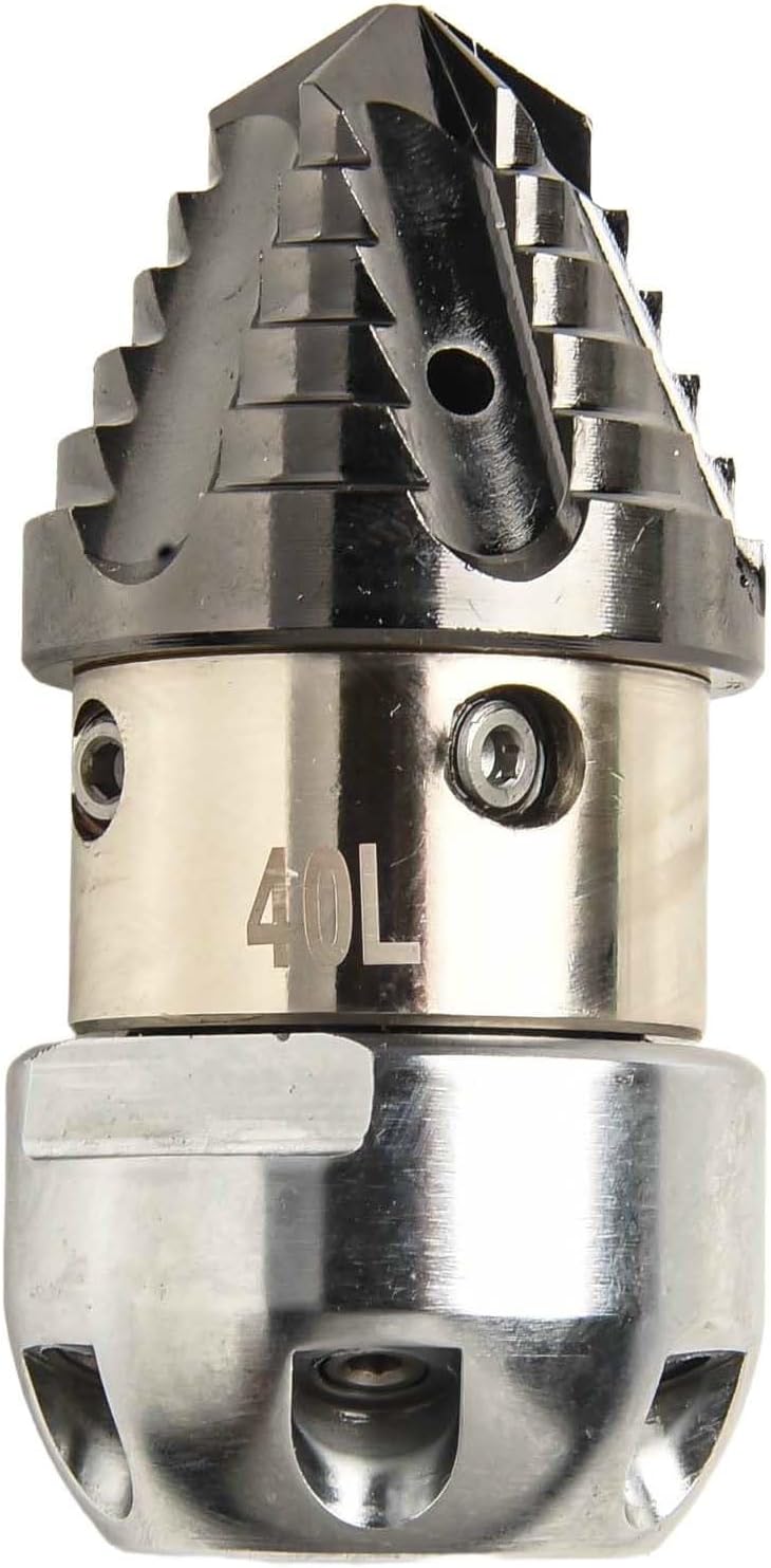 360° Rotary Pressure Washer Nozzle, Stainless Steel Sewer and Pipe Flushing Tip for G1/2 Thread, Heavy Duty Pipe and Drain Cleaning Attachment(A)