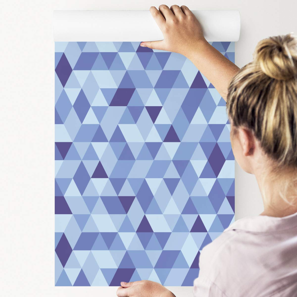 Muralo Papel Pintado en TNT Geometría Triángulos Coloridos 3D - 1000x53 cm | Fotomural fotográfico de alta definición, en tejido no tejido o autoadhesivo, colocación fácil, decoración moderna para el