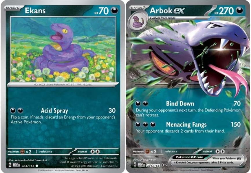 Arbok ex 024/165 - Pokemon 151 - Double Rare - Evolution 2 Card Lot