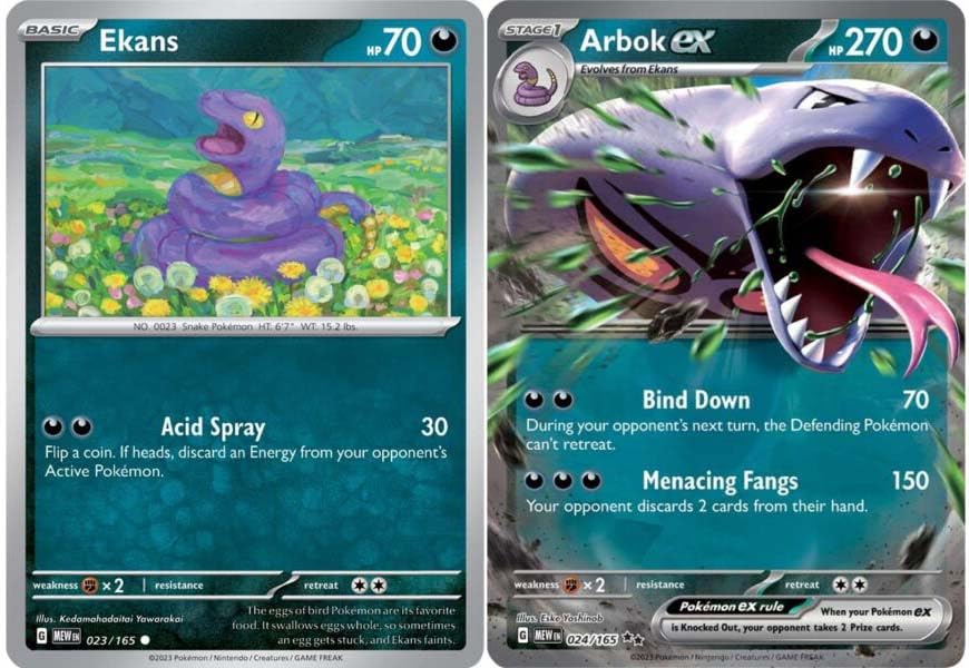 Arbok ex 024 165 - Pokemon 151 - Double Rare - Evolution 2 Card Lot