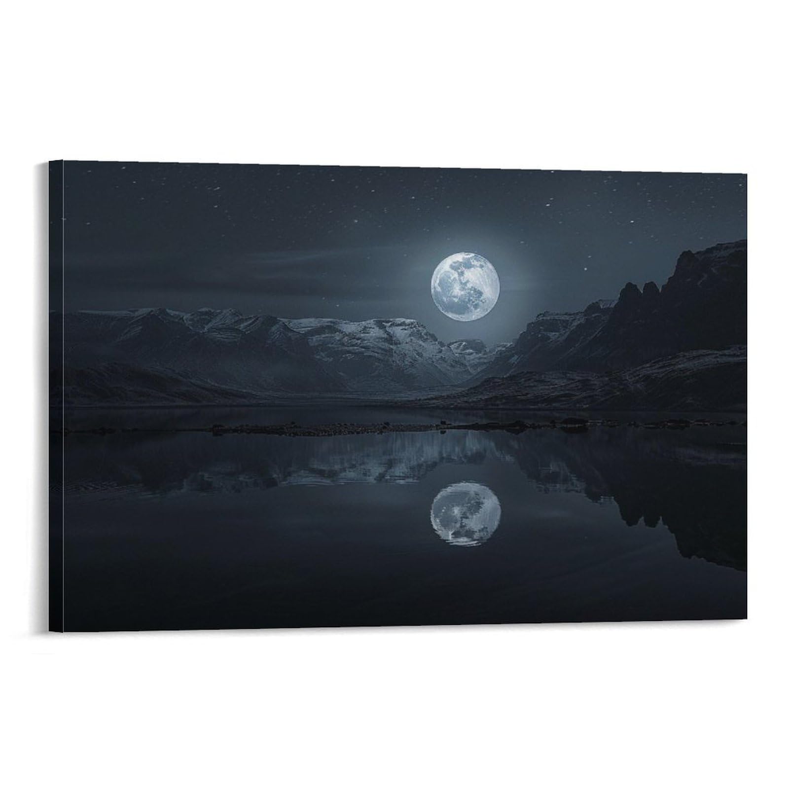 Amazon.co.jp: 絵画 月夜の山と湖インテリア 絵画 美しい自然の風景