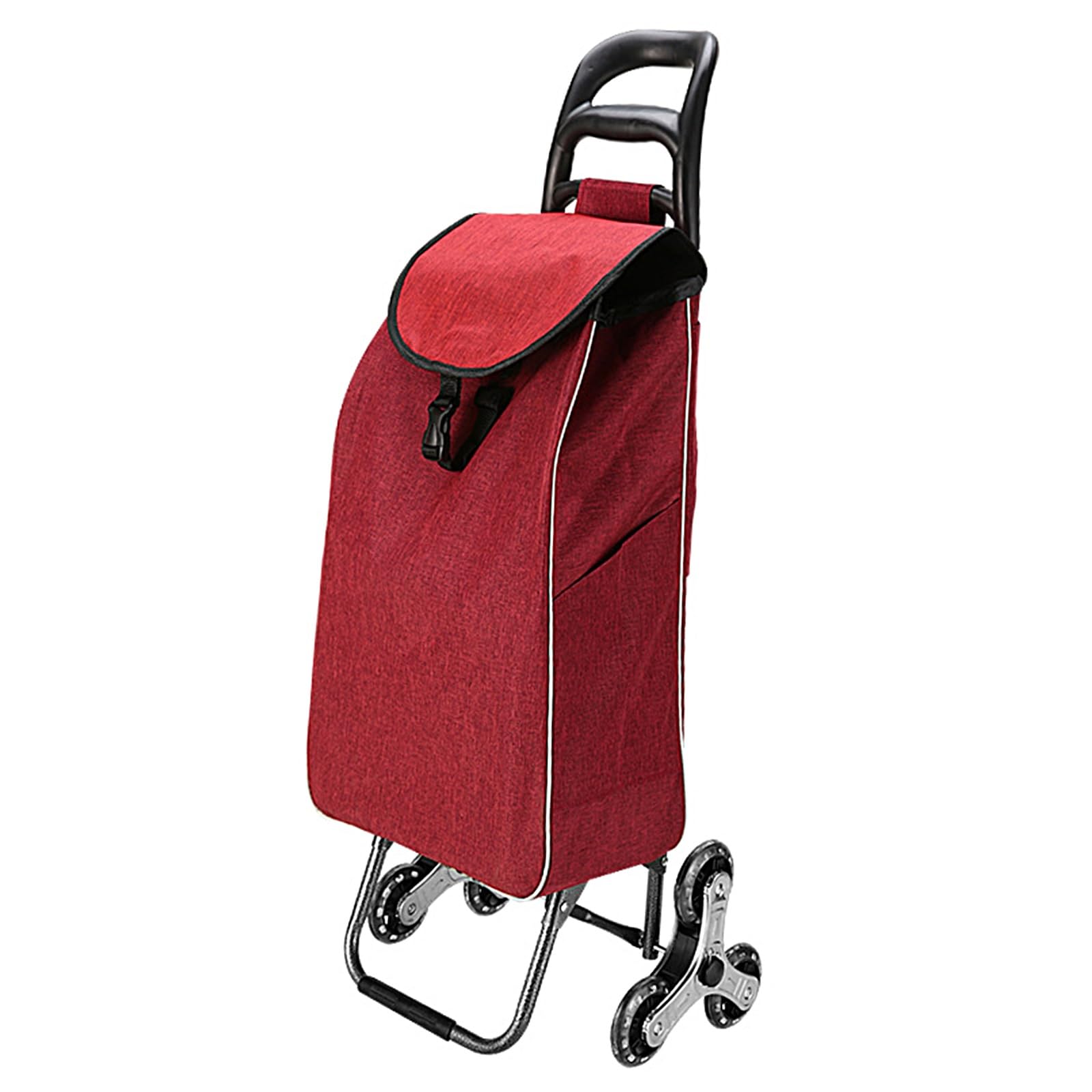 JYBNBBE Folding Grocery Cart with Wheels Lightweight Shopping Trolley Removable Waterproof Bag Easy Maneuvering Swivel Wheels Portable Red Folding Cart for Groceries