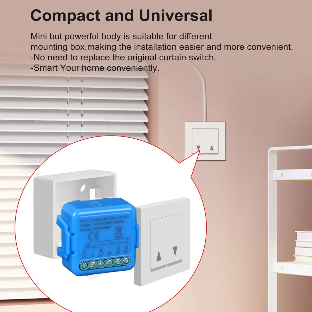 Interruttore Tapparelle WiFi con Telecomando RF, Modulo Interruttore Wifi per Tapparelle Elettriche, Compatibile con Alexa e Google Home,tuya/smartlife app (2)