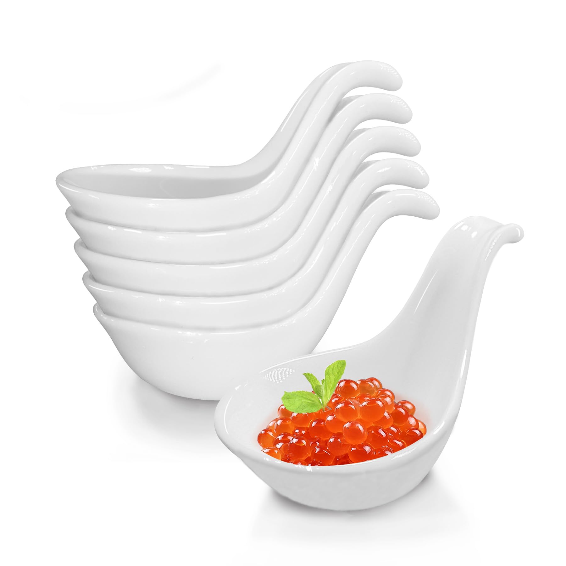 ULWSKY Ceramic Dipping Bowls, 6-Piece Set, White, Porcelain, Simple Style, Round Shape, Dishwasher & Microwave Safe, Ideal for Dips, Sauces, Side Dishes, Appetizers