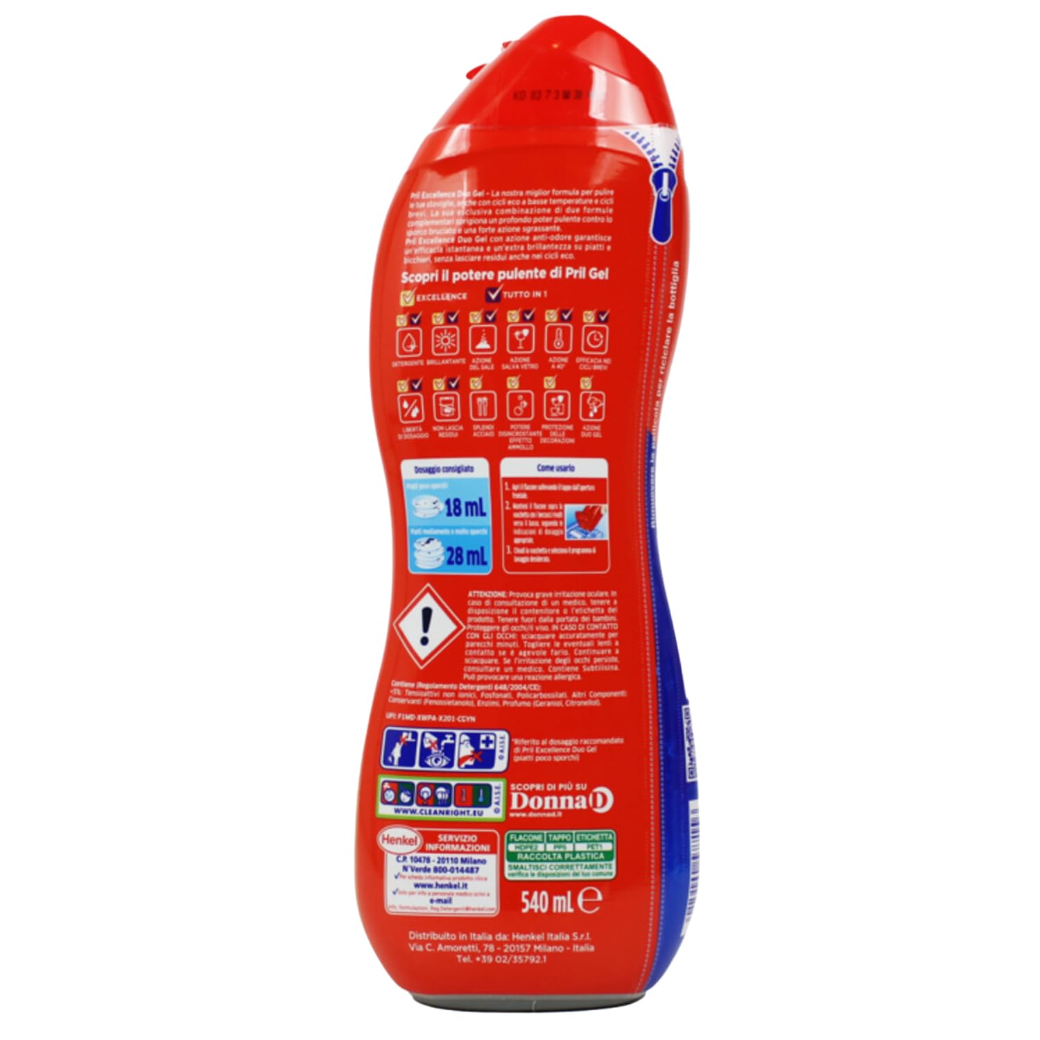 Gel lavastoviglie sgrassatore attivo doppia azione – 540 ml kit con Spugna Brandizzata SPESA & RISPARMIO Inclusa – Variazioni 4/8/12 Pezzi (8)