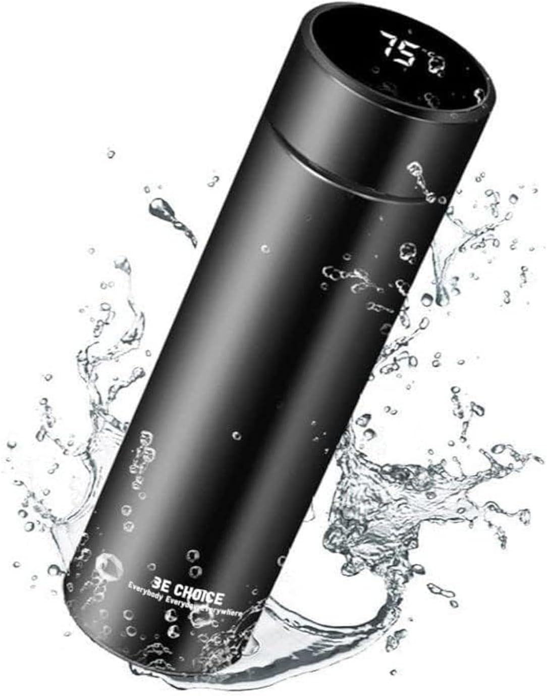 Flask smart temperature display baby kids water bottle insulated thermal digital thermo stainless steel vacuum drink flasks warmer hot & cold drink bottles coffee tea travel mug 500ml led satin black