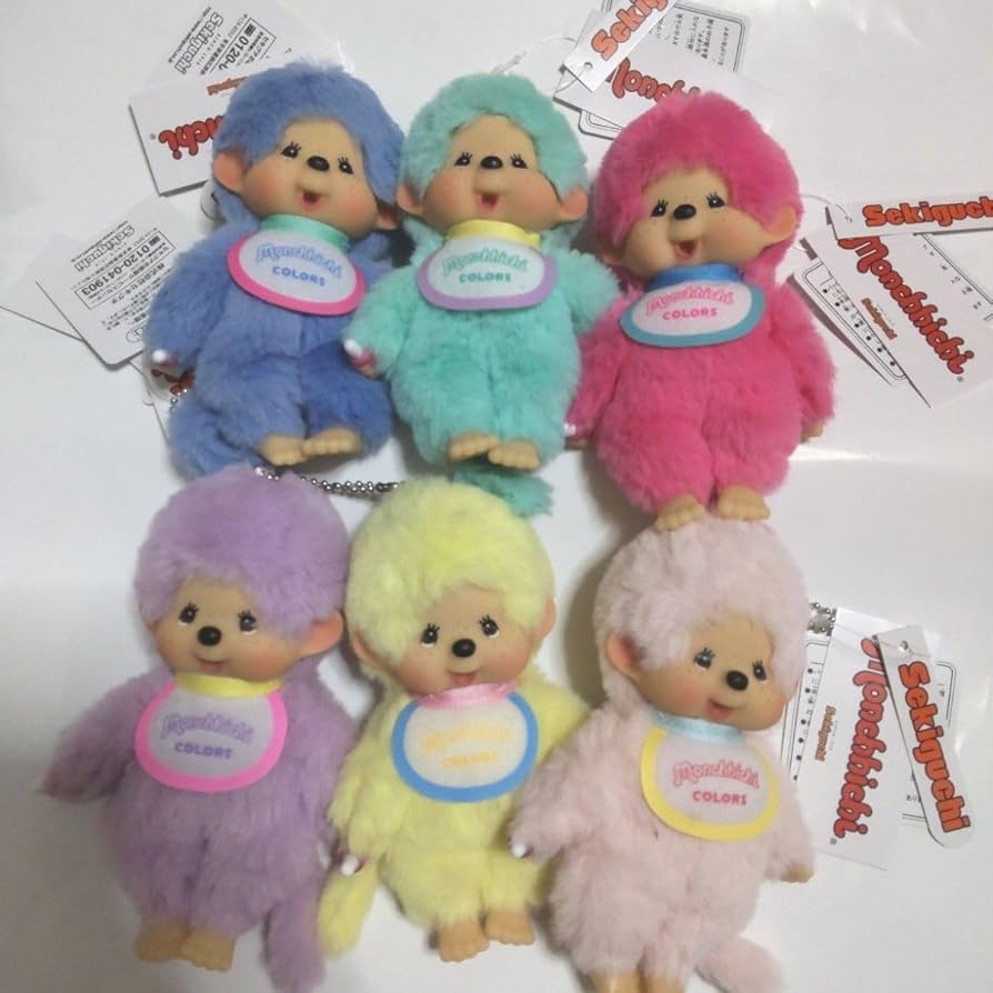 モンチッチCOLORSキーチェーンパープルイエローベリーピンクブルー