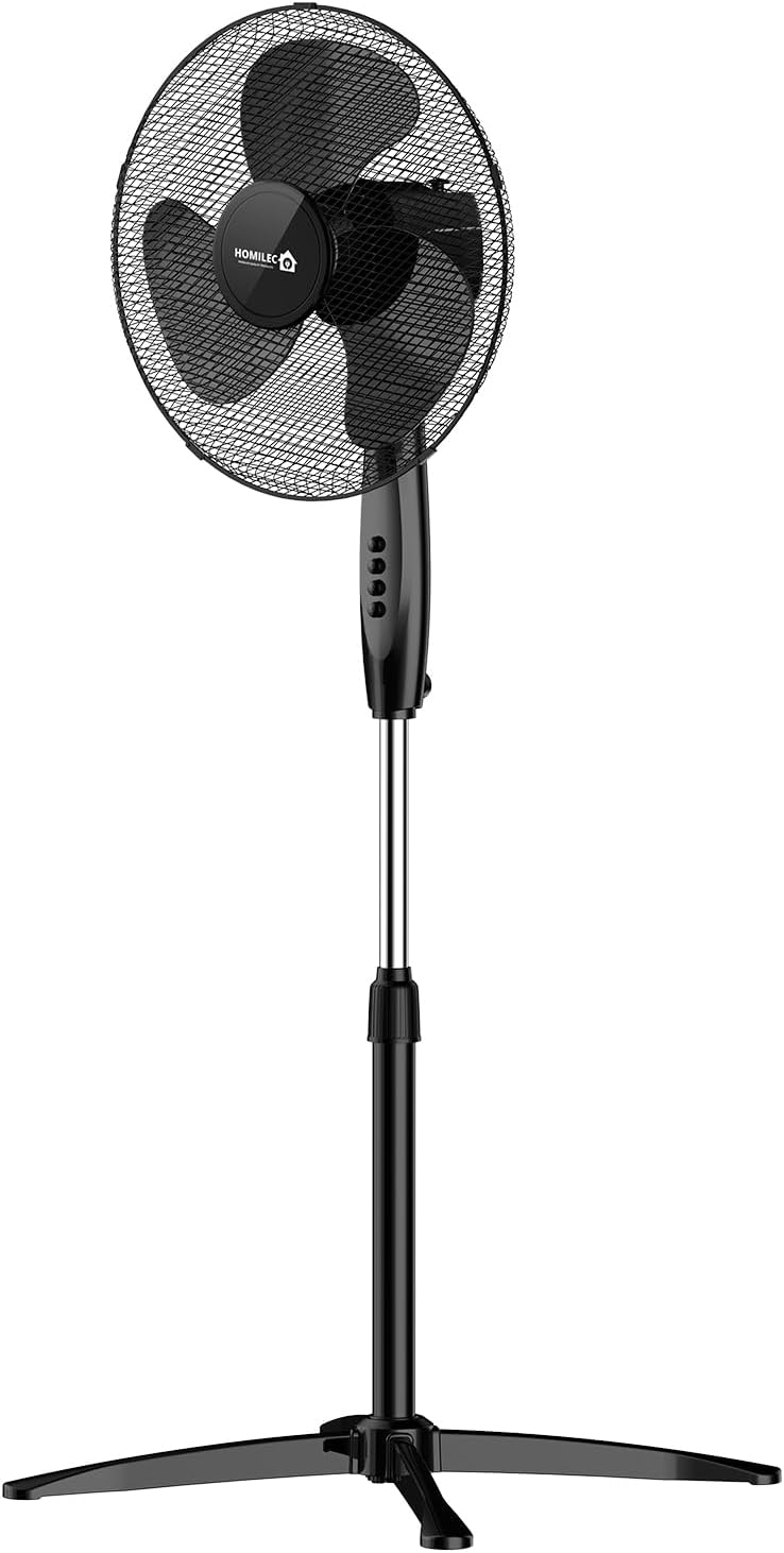 Fan 16" Electric Oscillating Floor Standing Tall Pedestal Air Cooling Fan โ Multi-Speed Setting - Great for Home and Office - (Black)