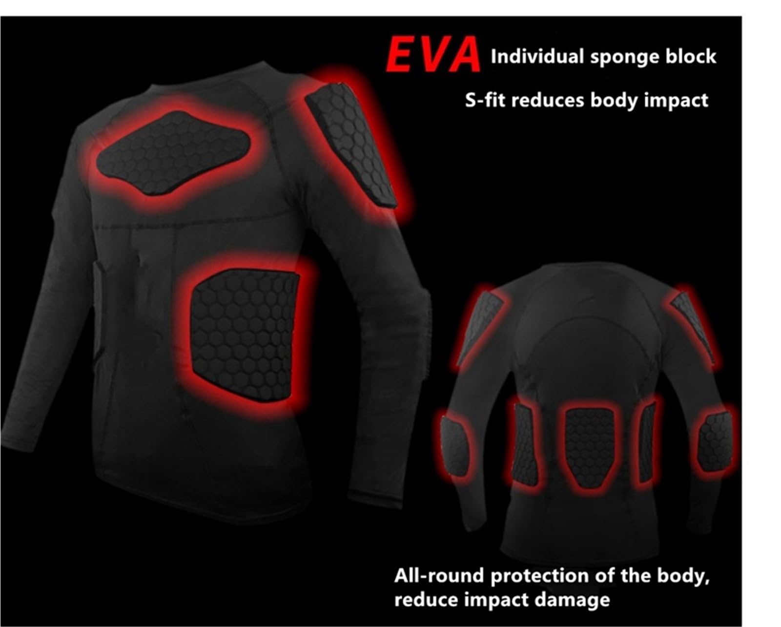 Camiseta Portero Profesional Hombre Chaleco Acolchado EVA con Protección Codos/Pecho, Equipación Seguridad Transpirable para Entrenamiento y Partidos(E,M (Fit 45-65kg))