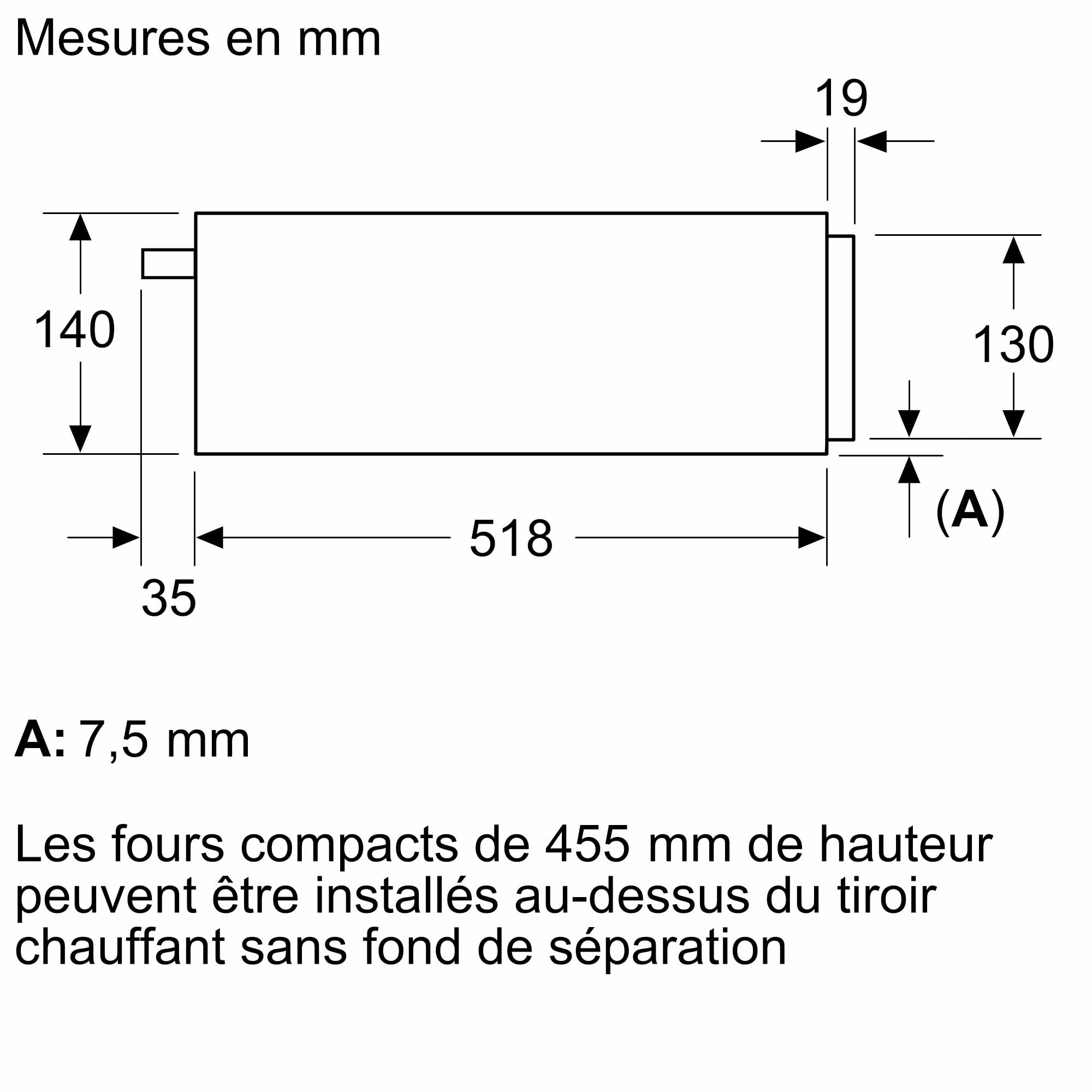 Bosch BIC7101B1, Série 8, Tiroir chauffant, 60 x 14 cm, Noir