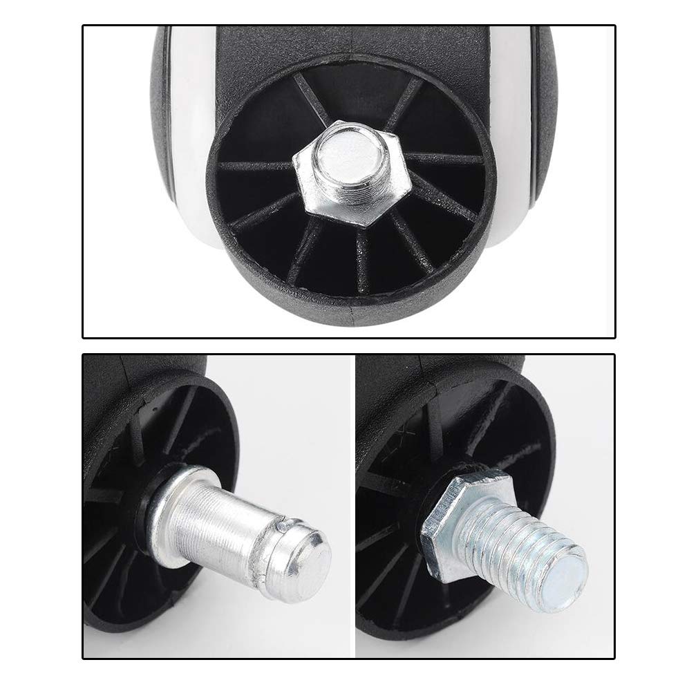 Möbelrollen, Caster Wheels,Wheels 5pcs Office Chair Caster 2" PVC Furniture Wheels,Replacement Computer Desk Castor,Smooth Rolling,Protect Hardwood Floors,Double Wheel,Capacity 125KG (Plunger M11,Whit