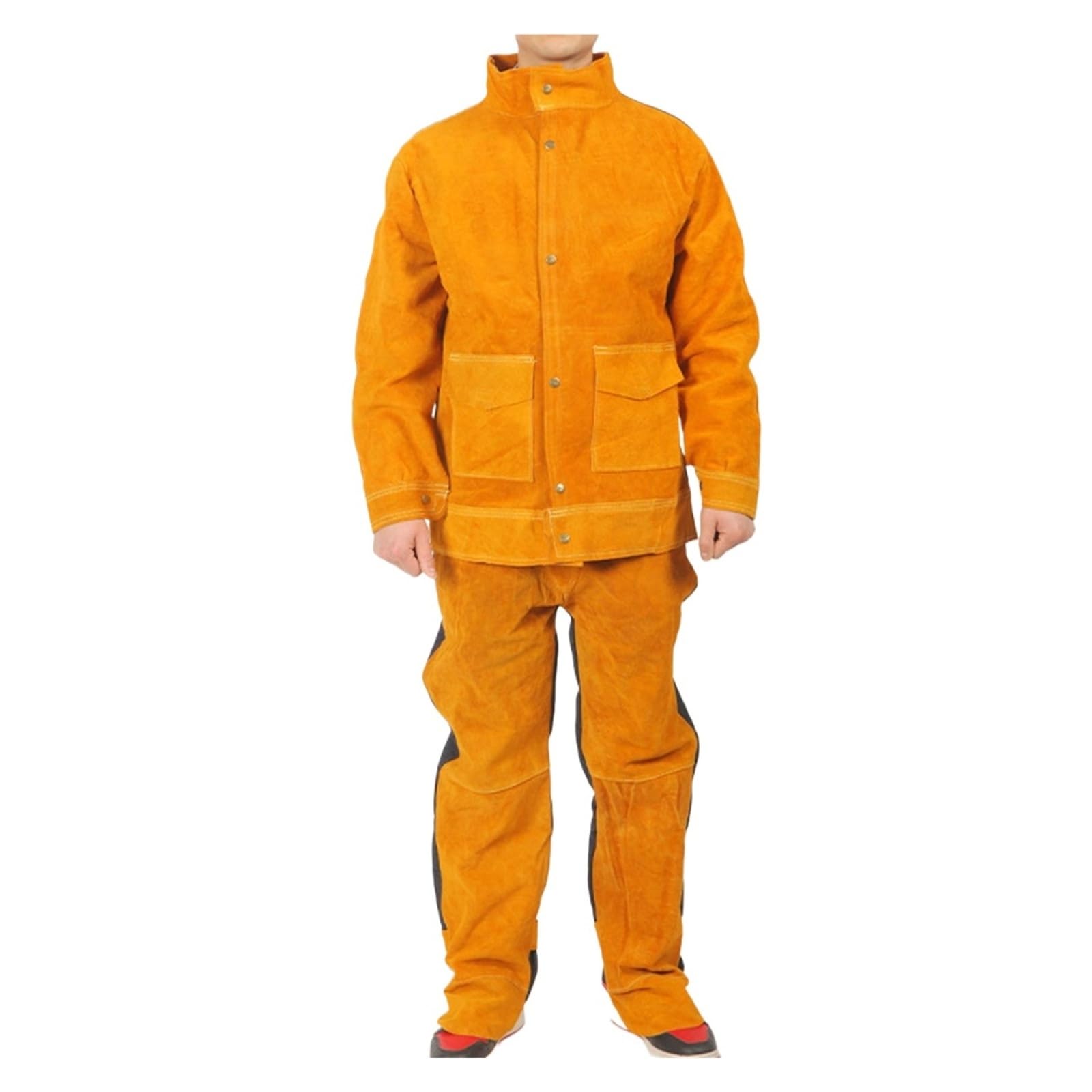 LNHHG Welding Clothes, Cowhide Welders Set Welding Jacket Pant for Men Spark Flame Heat Resistant(XL)