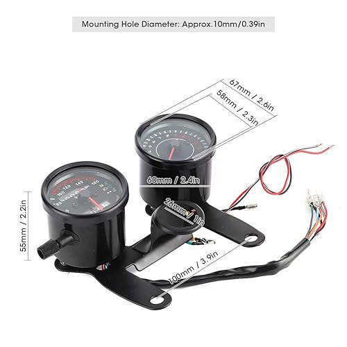 Miniatura 3 de Instrumento de motocicleta, Qiilu Instrumento de motocicleta, universal para motocicleta, odómetro LED, tacómetro, medidor de velocímetro,