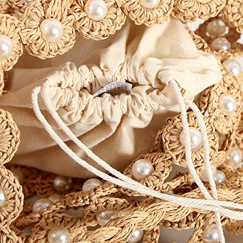 Bolso de hombro tejido a mano con flores de perla miniatura 5