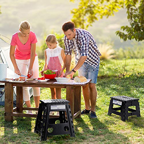 Acko 16 Inches Super Strong Folding Step Stool for Adults, Kitchen Stepping Stools, Garden Step Stool Black