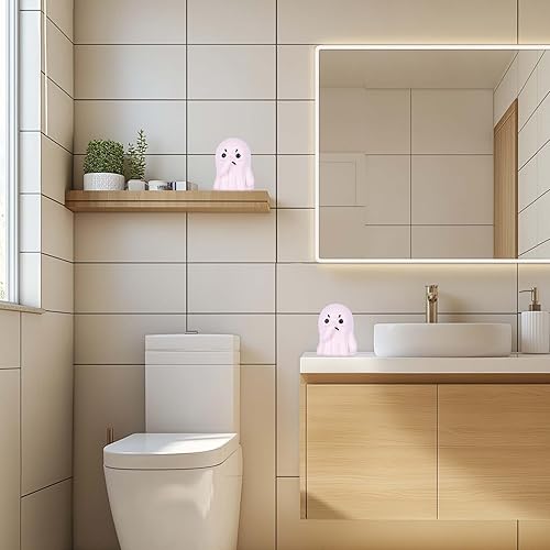Miniatura 3 de Figura de fantasma de nariz sosteniendo divertida estatua de fantasma de Halloween para decoración de baño o estante, adornos espeluznantes, bonitas