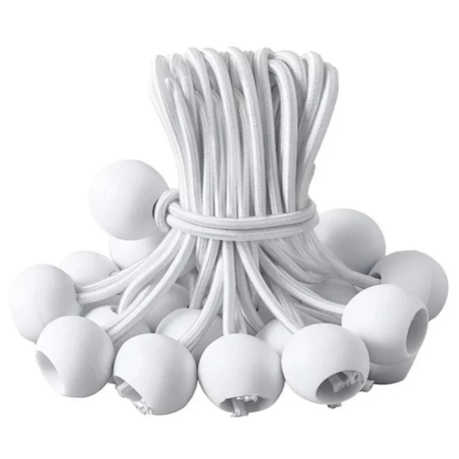 Ball Bungee Cord 60Pcs Bungee Cord Ball Tarp Canvas Tarpaulin Flagpole Ties Cord Ends Elastic Rope Fixed(White)