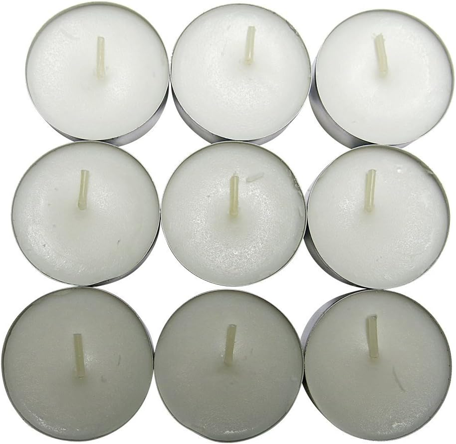 Unscented Tealight Candles 100 Pack-White, by CandleNScent-Made in USA