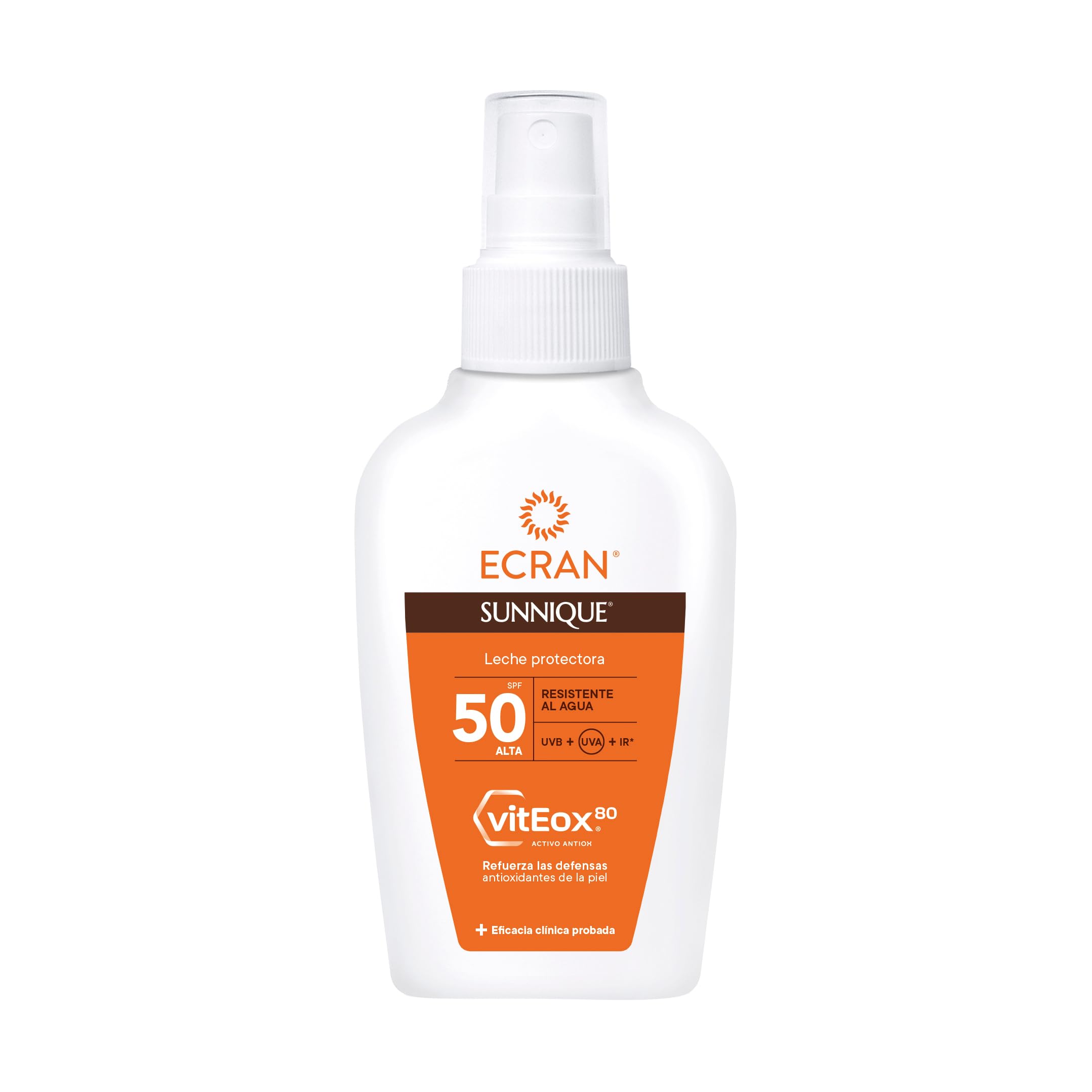 Ecran Sunnique - Spray Protector FPS 50 Formato Viaje, Protección UVB + UVA e IR-A, Refuerza las Defensas, Hidratación 24 h, Fórmula con VitEox 80, Resistente al Agua, para Toda la Familia - 100 ml