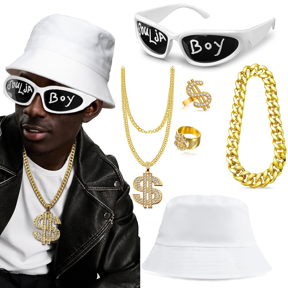 MEDOJO Hip Hop Costumes Kit 80s 90s 2000s Rapper