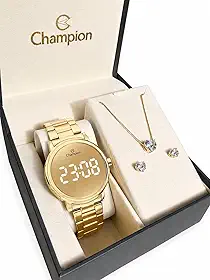 Relógio Champion Feminino Digital Dourado Espelhado CH40115G