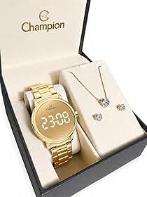 Relógio Champion Feminino Digital Dourado Espelhado CH40115G