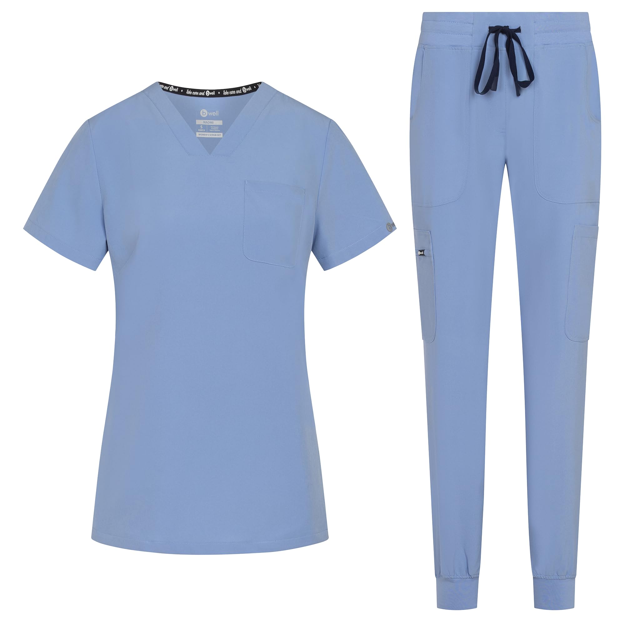 B-well NAOMI Uniforme médico para mujer con casaca y pantalón | Ropa sanitaria elástica, cómoda y profesional