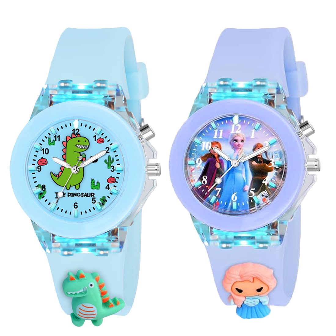 Goldenize Fashion Kids Analog Multicolour Glowing Disco Light Dial Watch for Boys & Girls Age Above 5 Years with 3D Cute Cartoon Analog Watch for Girls-Boys (Frozen-Dinosaur) (B0CS3QB378) Amazon Price History, Amazon Price Tracker