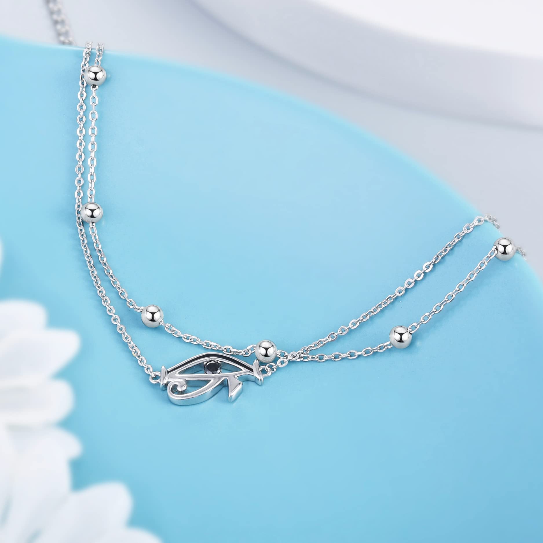 CHIC & ARTSY Womens Fußkettchen 925 Sterling Silber erstellt Opal geschichtet Fußkettchen Armband zierlich Perlen Kette Fußkettchen einstellbar 11" beste Freundin Fußkettchen für Frauen