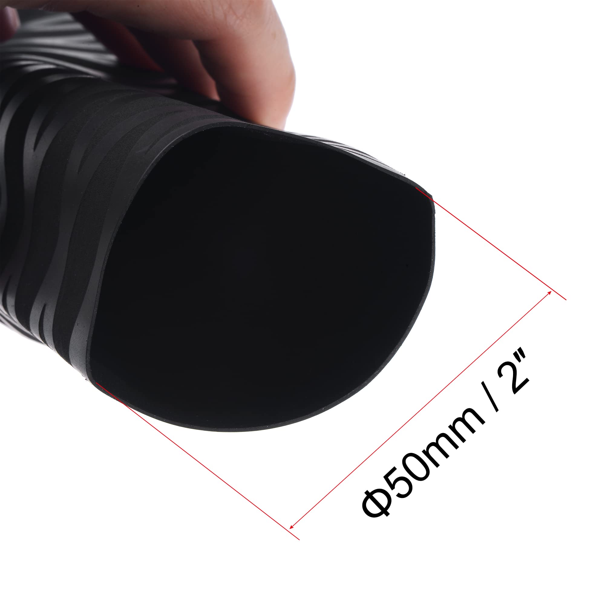 sourcing map Termorretráctil Envoltura Tubería para Pesca Caña Agarre Manija, 50mm Diámetro 77mm Plano 1.6pies 2:1 Relación, Negro
