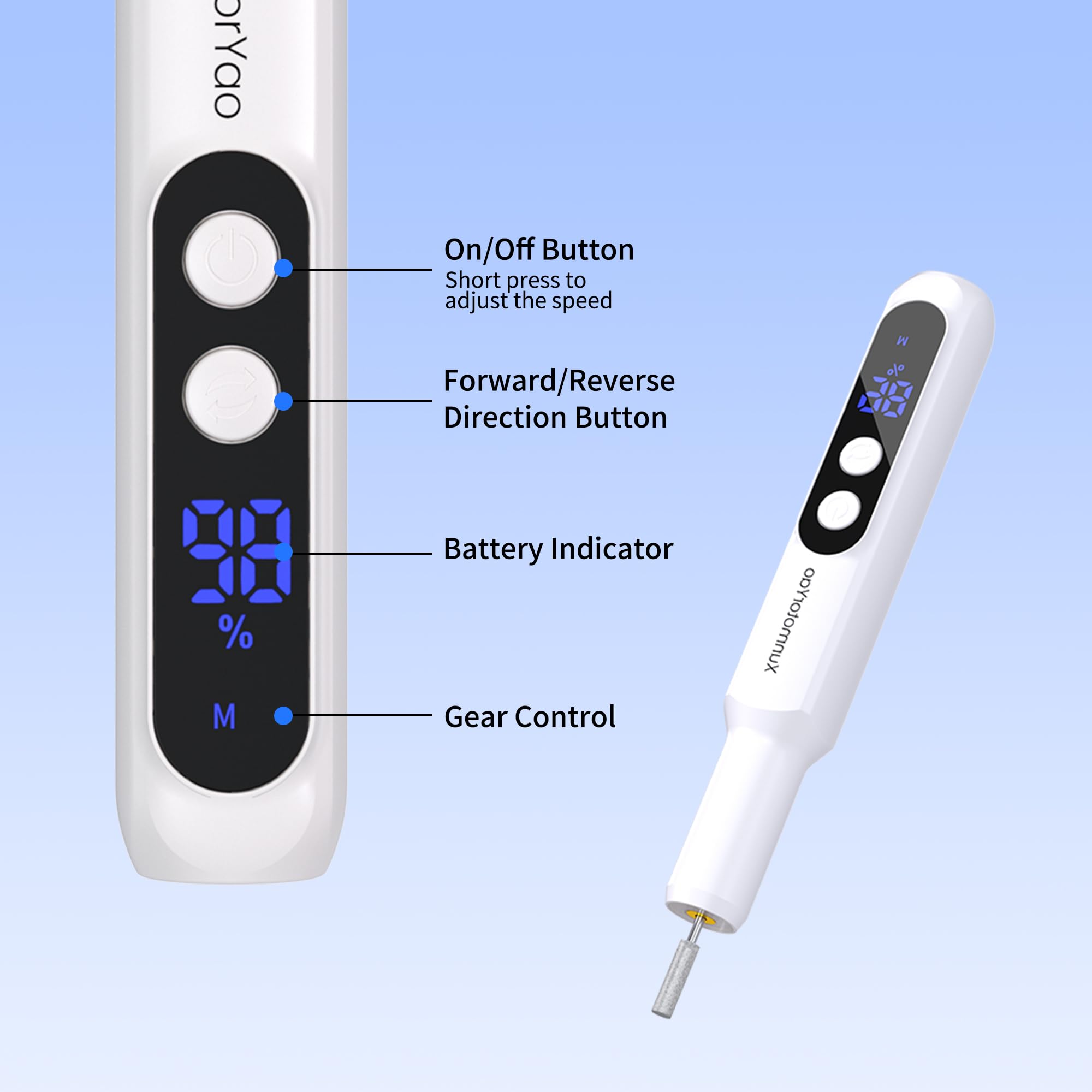 XunmotorYao Fresa per Unghie Professionale Intelligente Led Portatile Manicure e Pedicure Elettrico Unghie Portatile Fresa Trapano Chiodo per Casa e Salone Set,Rosa