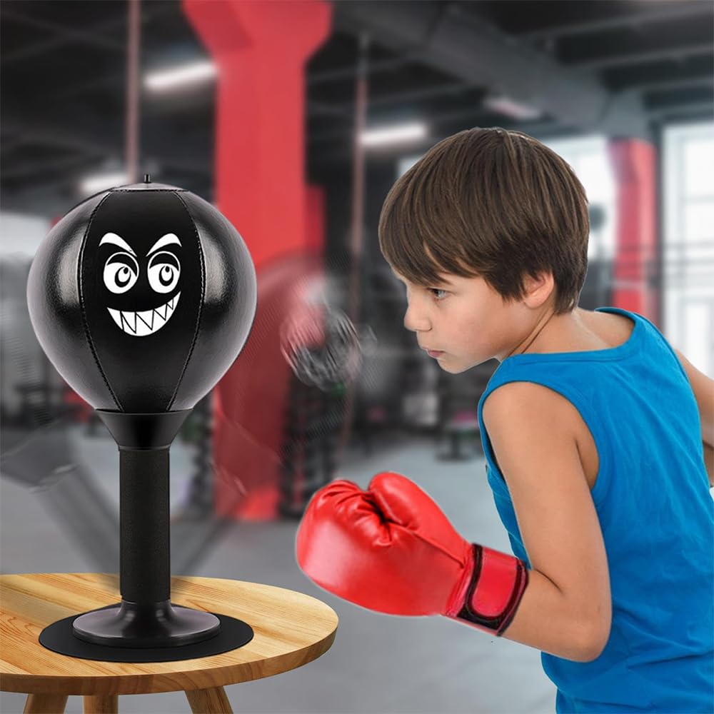 Sac de Frappe Amusant,Sac de Frappe de Bureau Anti-Stress, Balle de soulagement de l'humeur, Sac de Frappe de Bureau avec Ventouse, Balle de Frappe de Table pour Enfants et Adultes