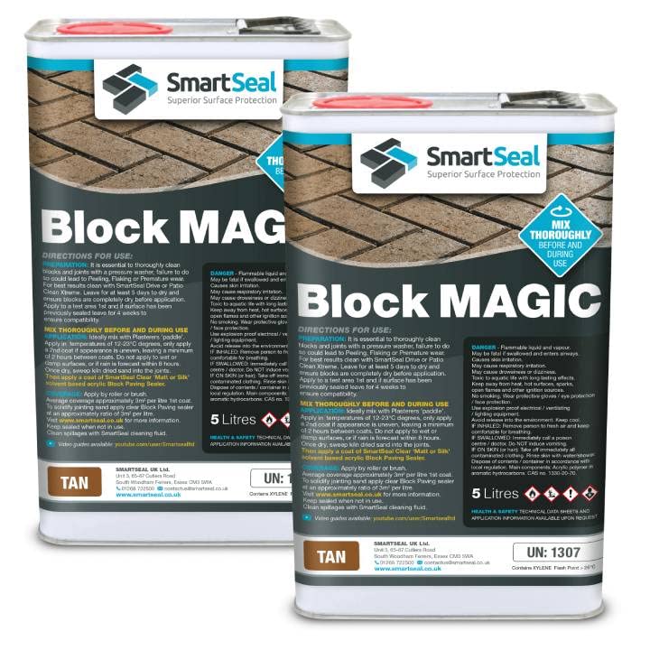 Smartseal ‘Block Magic' – A Re-Colouring Block Paving Sealer. Superior to a Concrete Paint - Transform Old Block Paved Drives or Patios - Easy to Apply (Tan, 2 x 5 Litre) — image 1