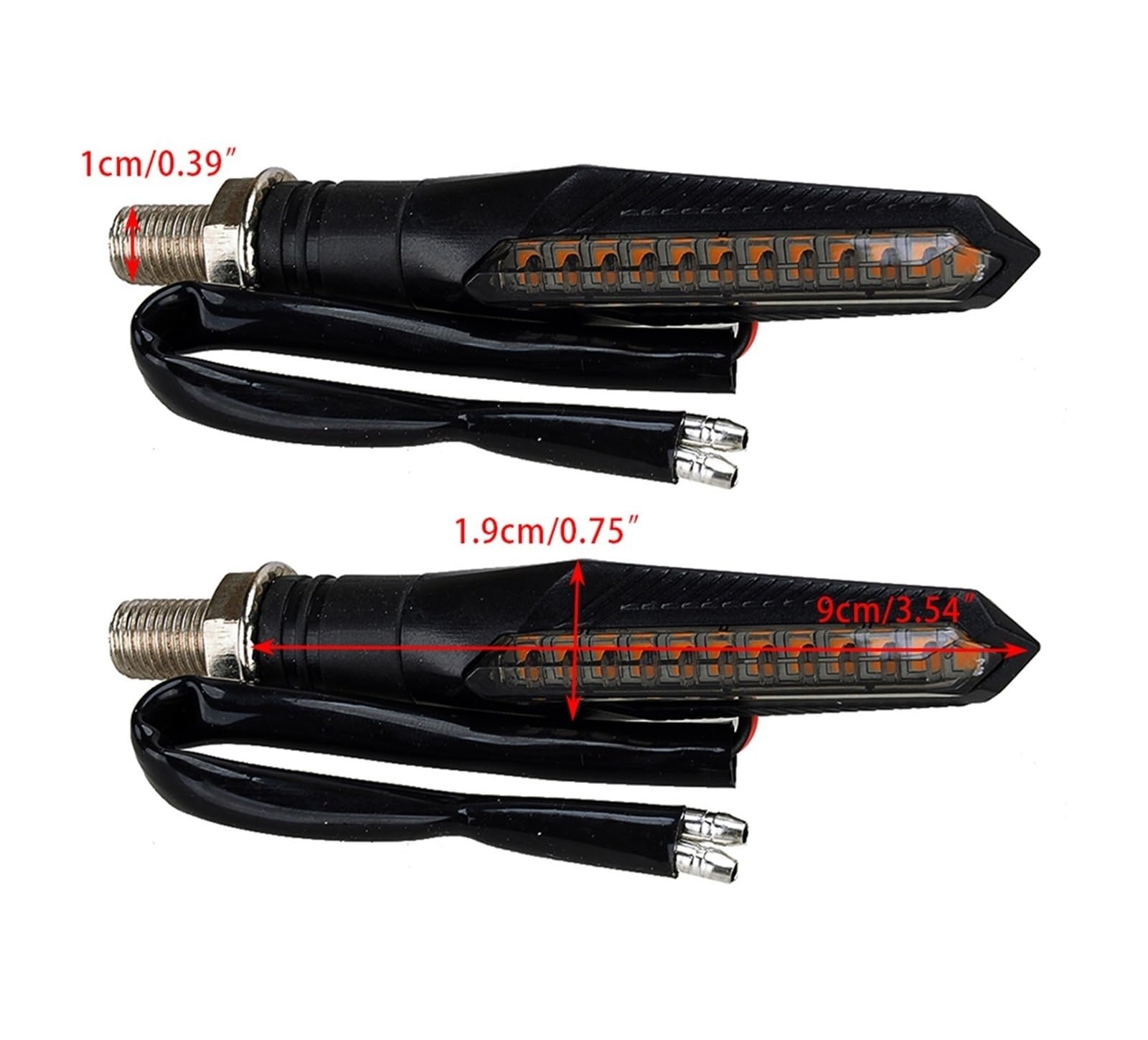 Genérico Intermitentes motos Intermitentes motos 1 par de luces LED universales delanteras, izquierdas, traseras y derechas de 12V para señal de flujo secuencial de agua, luz ámbar intermitente