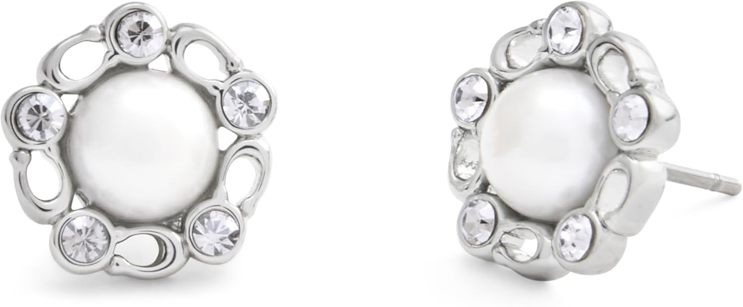COACH Jewelry Women's Signature Heritage Pearl Stud Earrings