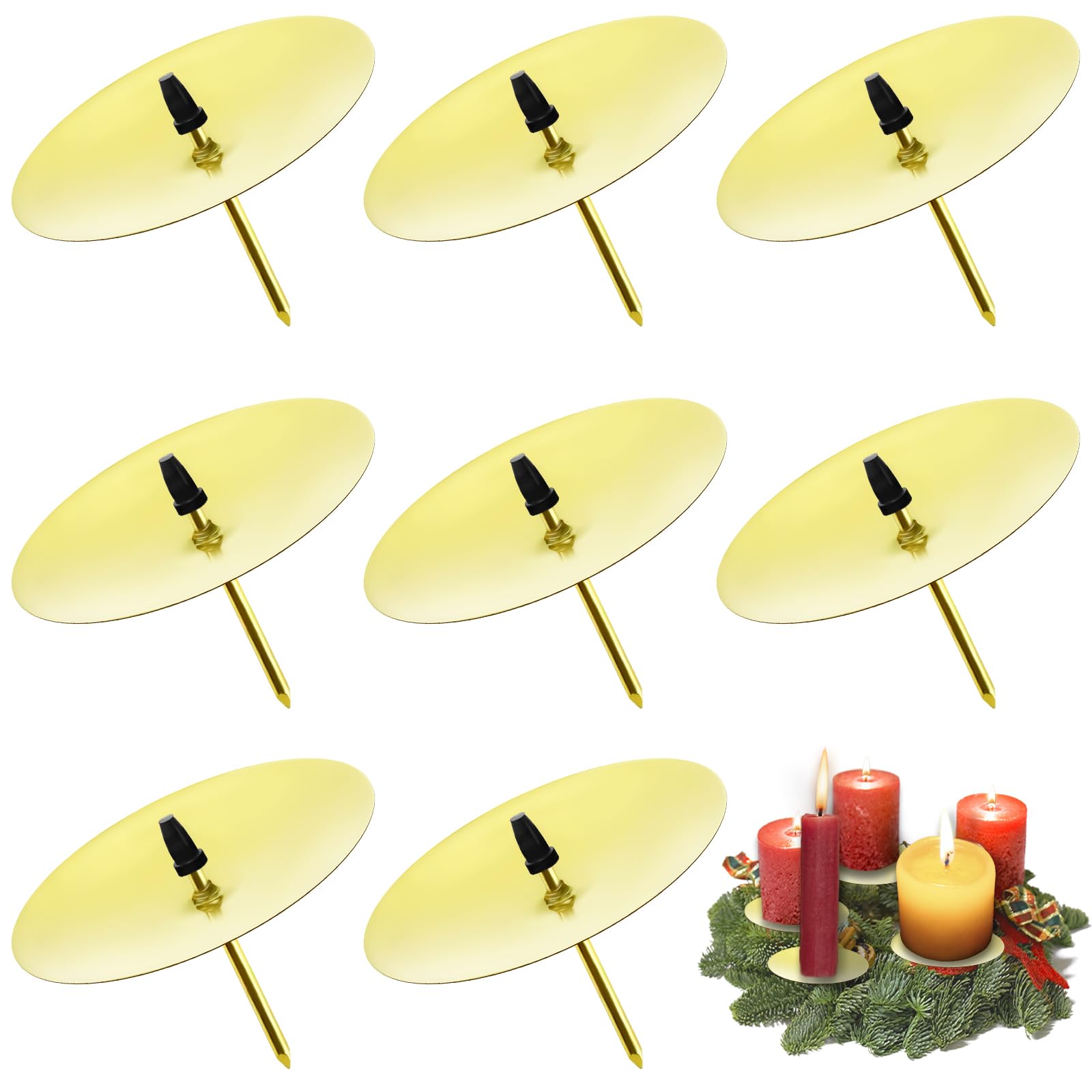 6Pezzi Portacandele Corona Avvento, 8cm Candelabro per Corona Nero dell'Avvento con Punta Centrale, Retrò Candeliere Candelabri Natalizi Vassoio Decorazioni Casa Matrimonio Giardino