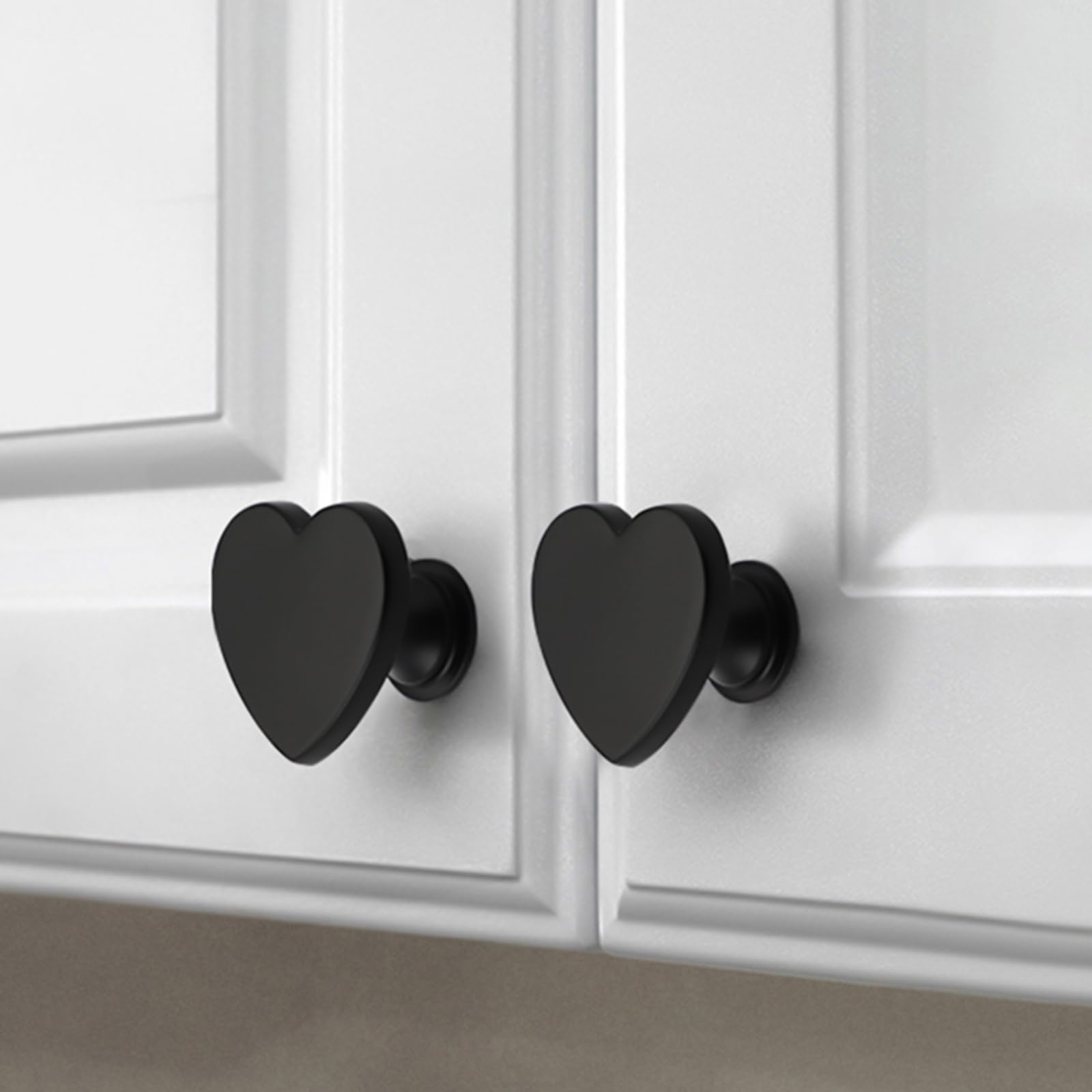 6 pomos de corazón negros con agujero para decoración de muebles, puertas, cajones, armarios, armarios de vino, hogar, 6 unidades
