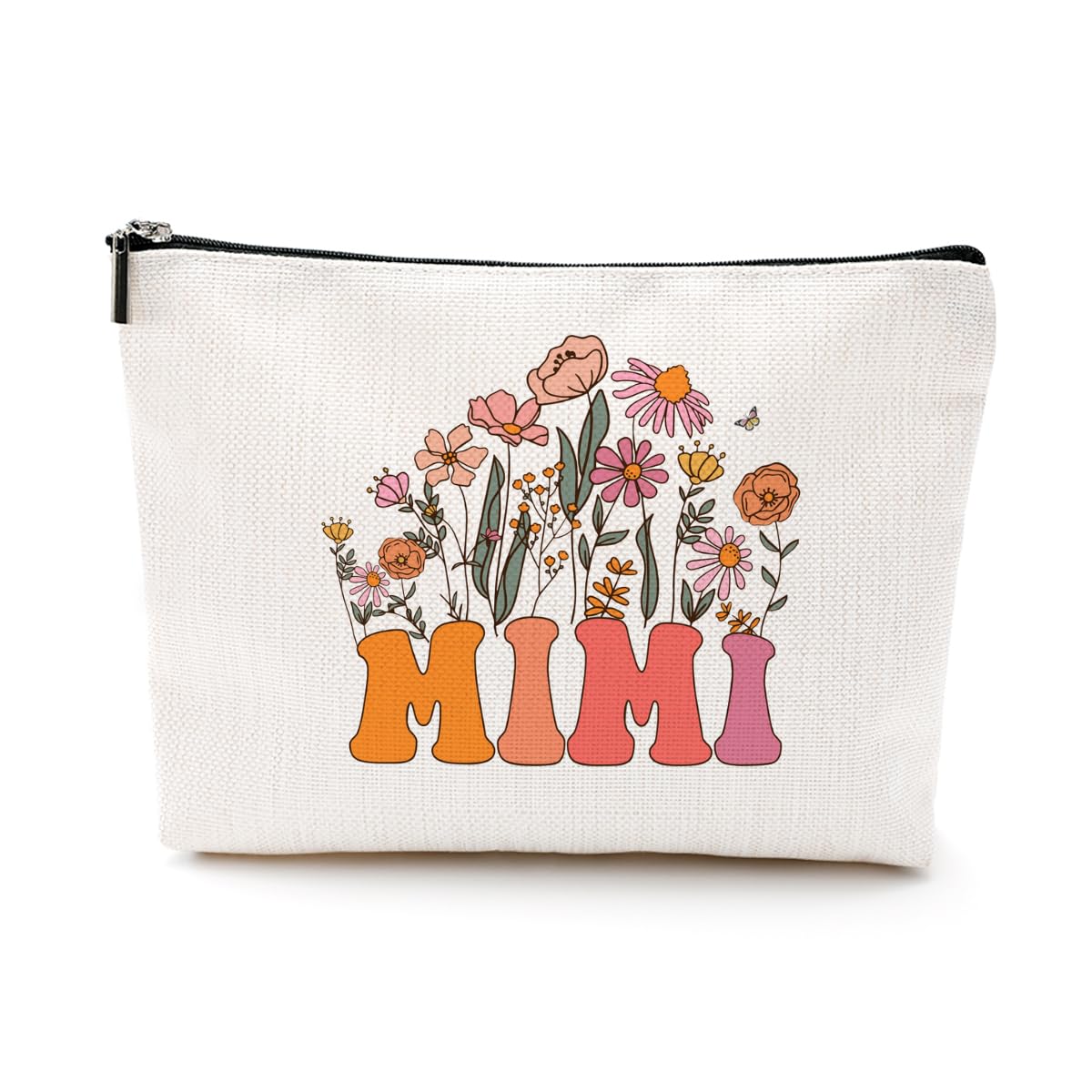 Retro Flower Mothers Day Birthday Gifts for Mimi Funny Grandma Gifts from Granddaughter Makeup Bag Cosmetic Bag Retirement Wedding Anniversary