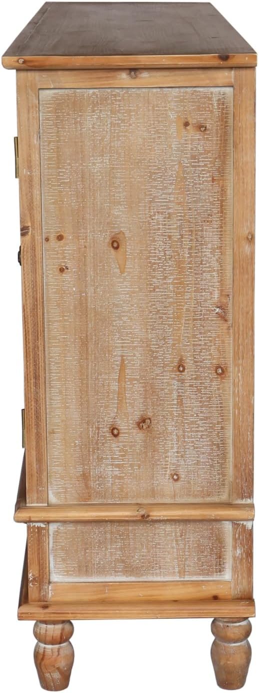 59.06" Chic Natural Wood Accent Cabinet, 4 Doord 3 drawers Sideboard Buffet with Adjustable Shelves, Stylish Storage for Living Room, Kitchen, and Dining, Easy Assembly, Durable MDF, Natural Wood