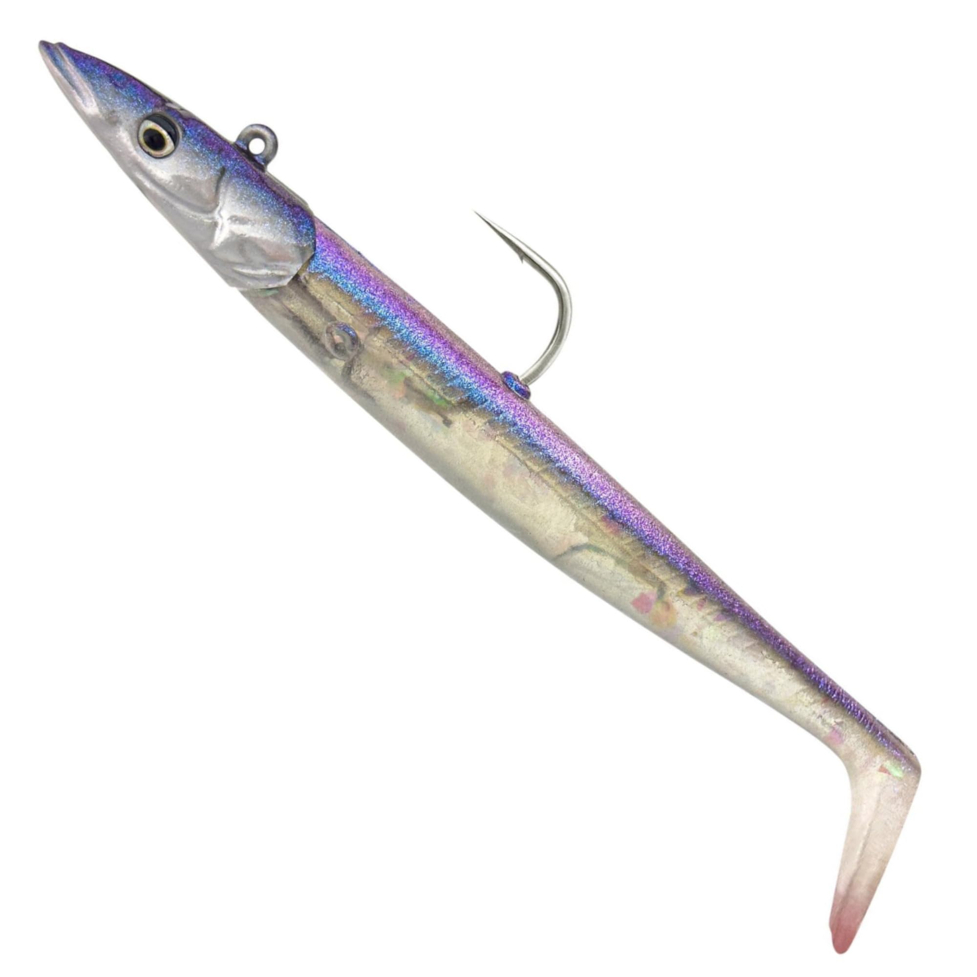 Savage Gear Sandeel V2-2 Rubber Fish + 1 Jig Head, Size/Weight/Colour: 15.5 cm/46 g/Blue Sandeel