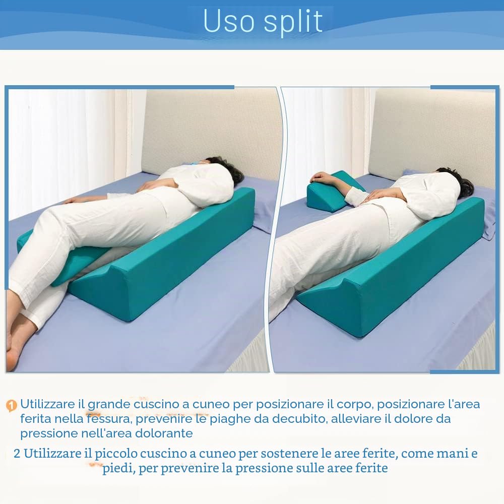 Cuscino a cuneo per il posizionamento per piaghe da decubito, per dormire sul fianco, posizionamento del corpo, trattamento anti piaghe da decubito per pazienti anziani allettati, cuscino in schiuma