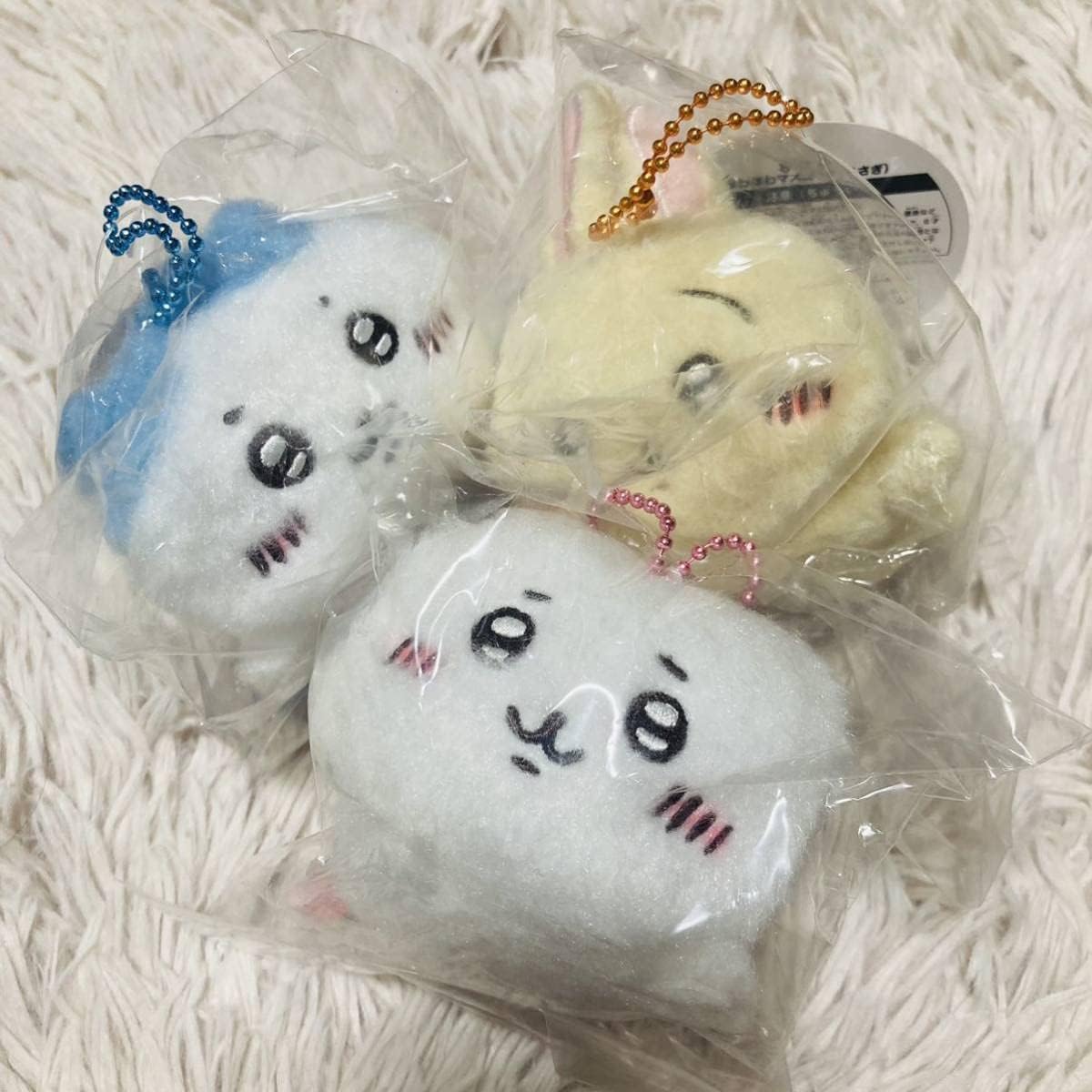ブルー×レッド ほわほわマスコット ちいかわ ハチワレ うさぎ 3点