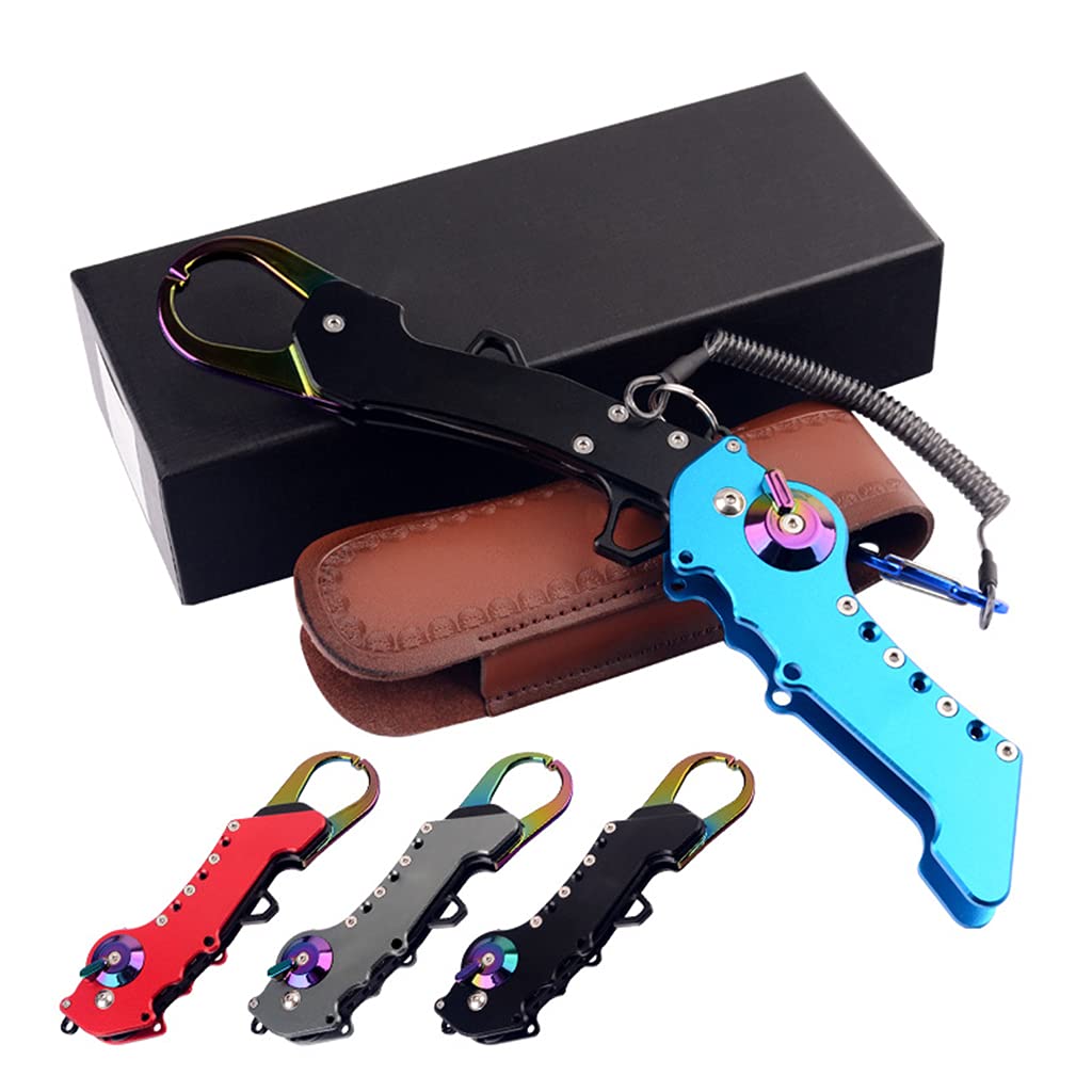 Greabuy Lega di alluminio, manico per pesce, serratura per labbra, pieghevole, clip, pinza per pesce