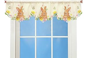 Embroidered Easter Valance W58 X L14 Inches for Kitchen Window