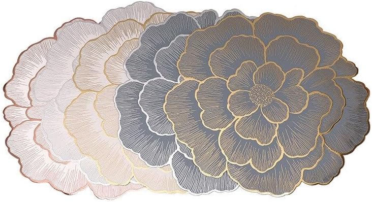 Flower Hollow Placemat Gold-Stamped Heat-Insulating Table Mat Waterproof Western Place for Kitchen Dining Room