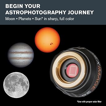 Celestron - NexImage 20 Solar System Camera - 20MP AR2020 Back-Illuminated CMOS Sensor - High-Resolution Imager for Lunar, Planetary & Solar Astrophotography, USB-C, ROI, Autoguiding