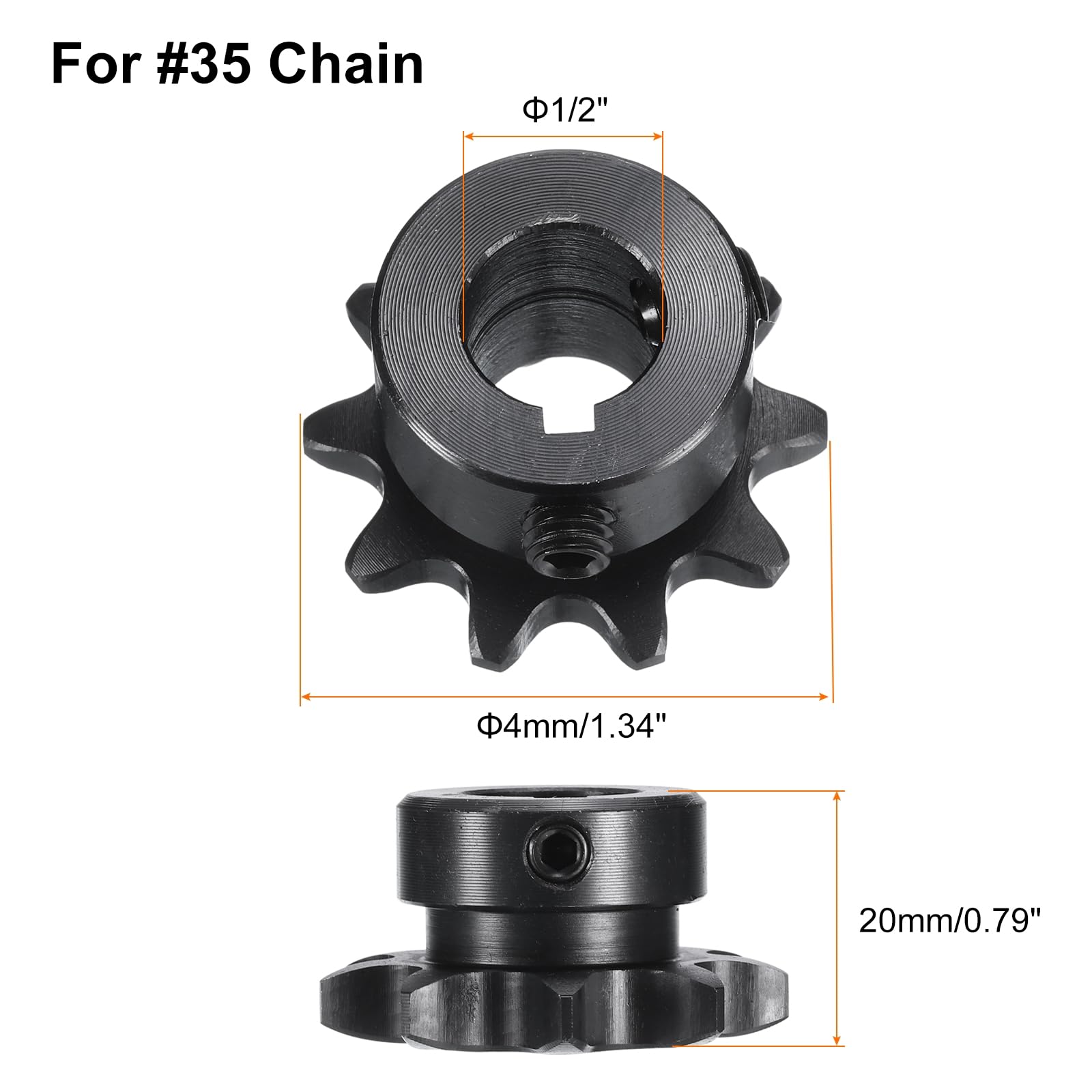 uxcell #35 Chain Roller Sprocket B Type, 1/2