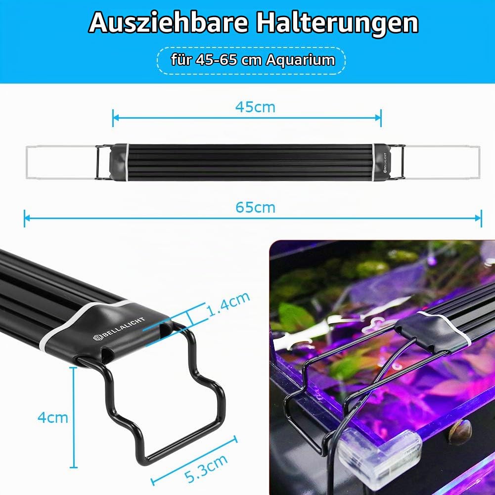 LED Aquarium Beleuchtung, Aquarien Lampe [Vollspektrum Rot Grün Blau Weiß Licht] mit Timer, 10 Helligkeitsstufen Dimmbar IP66 Wasserdicht für Fisch Tank Pflanze