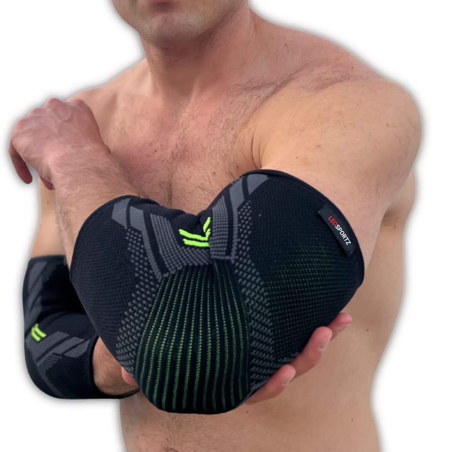 Leosportz Nylon Elbow Support For Gym (1 Pair)-Elbow Brace For Men Women Workout|Elbow Compression Sleeves For Tendonitis Pain Relief, Tennis, Volleyball, Cricket-Elbow Pain (M, Green)
